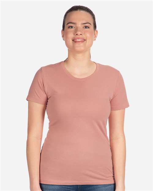 Next Level 3900 Women’s Cotton T-Shirt - Desert Pink - model front