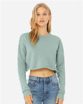 BELLA + CANVAS 7503 Women's Crop Crewneck Sweatshirt - Dusty Blue - model front