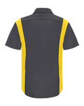 Red Kap SY42 Men's Performance Plus Short Sleeve Shirt With Oilblok Technology - Charcoal/ Yellow - back
