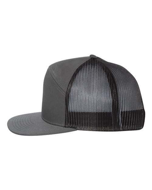 Richardson 168 Seven-Panel Trucker Cap - Charcoal/ Black - side