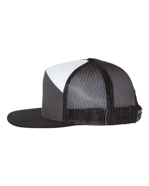 Richardson 168 Seven-Panel Trucker Cap - Charcoal/ Black/ White - side