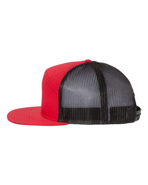 Richardson 168 Seven-Panel Trucker Cap - Red/ Black - side