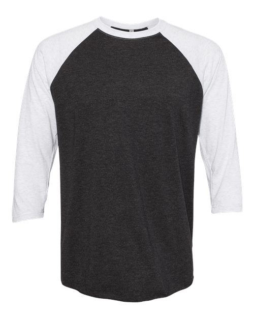 Next Level 6051 Unisex Triblend Three-Quarter Raglan T-Shirt - Heather White/ Vintage Black - front
