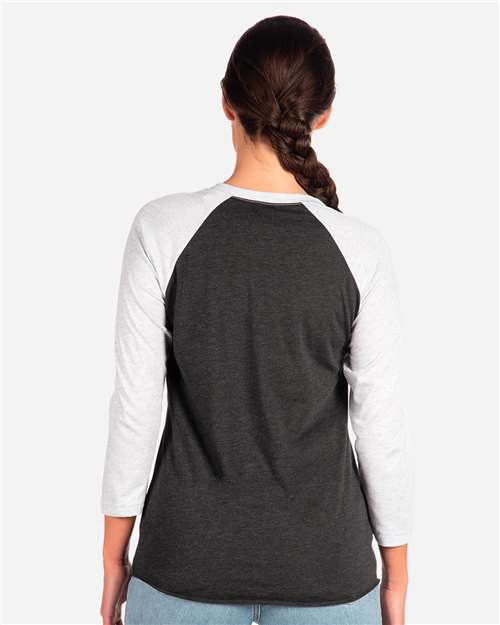 Next Level 6051 Unisex Triblend Three-Quarter Raglan T-Shirt - Heather White/ Vintage Black - model back