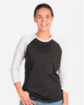 Next Level 6051 Unisex Triblend Three-Quarter Raglan T-Shirt - Heather White/ Vintage Black - model front