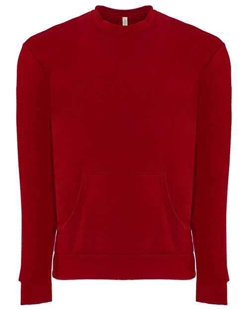 Next Level 9001 Unisex Santa Barbara Pocket Crewneck Sweatshirt - Red - front