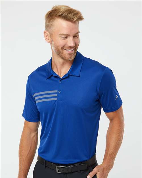 Adidas A324 Men's 3-Stripes Chest Polo - Collegiate Royal/ Grey Three - model front