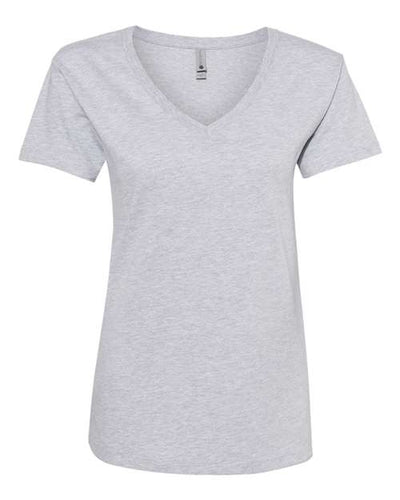 Next Level 3940 Women’s Cotton V-Neck T-Shirt - Heather Grey - front