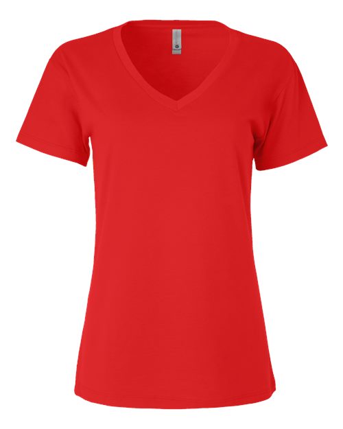 Next Level 3940 Women’s Cotton V-Neck T-Shirt - Red - front