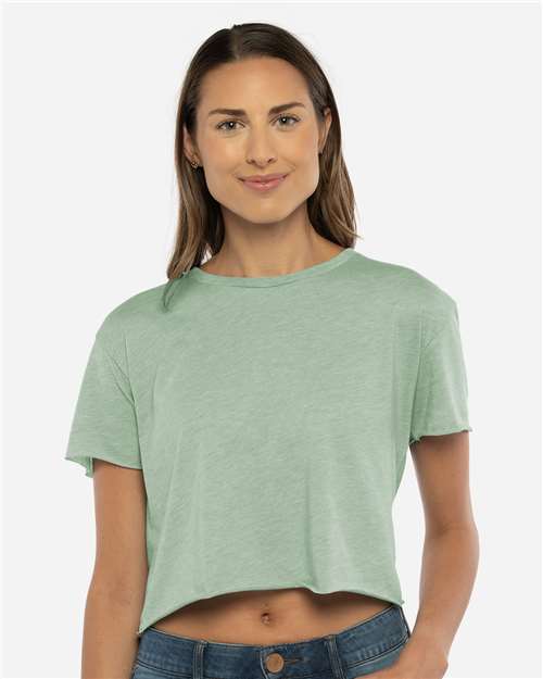 Next Level 5080 Women's Festival Crop Top - Stonewash Green - model front