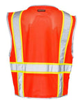 Kishigo 1510-1511 Unisex Premium Brilliant Series Heavy-Duty Class 2 Vest - Fluorescent Red (1710) - back