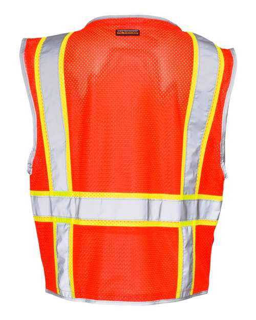 Kishigo 1510-1511 Unisex Premium Brilliant Series Heavy-Duty Class 2 Vest - Fluorescent Red (1710) - back