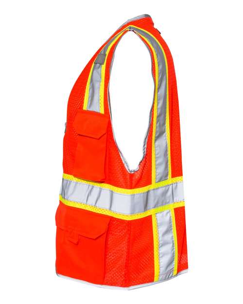 Kishigo 1510-1511 Unisex Premium Brilliant Series Heavy-Duty Class 2 Vest - Fluorescent Red (1710) - side