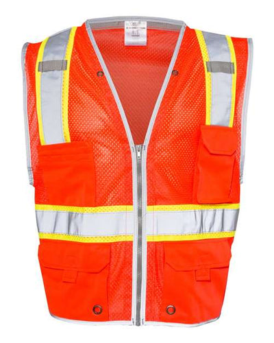 Kishigo 1510-1511 Unisex Premium Brilliant Series Heavy-Duty Class 2 Vest - Fluorescent Red (1710) - front