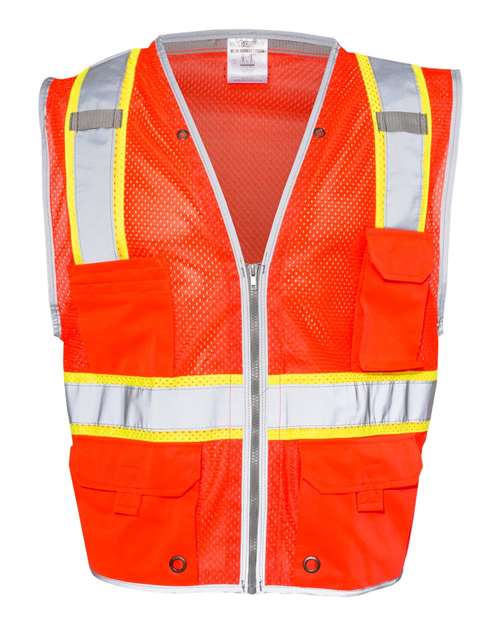 Kishigo 1510-1511 Unisex Premium Brilliant Series Heavy-Duty Class 2 Vest - Fluorescent Red (1710) - front