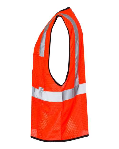 Kishigo 1519-1520 Unisex Single Pocket Zipper Mesh Class 2 Vest - Fluorescent Red (1719) - side