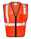 Kishigo 1519-1520 Unisex Single Pocket Zipper Mesh Class 2 Vest - Fluorescent Red (1719) - front