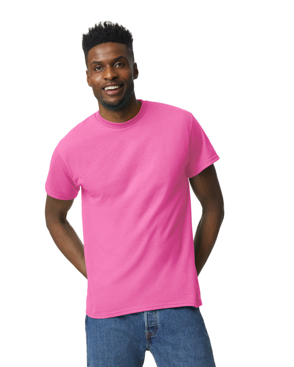 Gildan G800 DryBlend T-Shirt - Azalea - model front