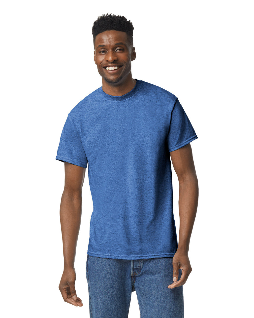 Gildan G800 DryBlend T-Shirt - Heather Deep Royal - model front