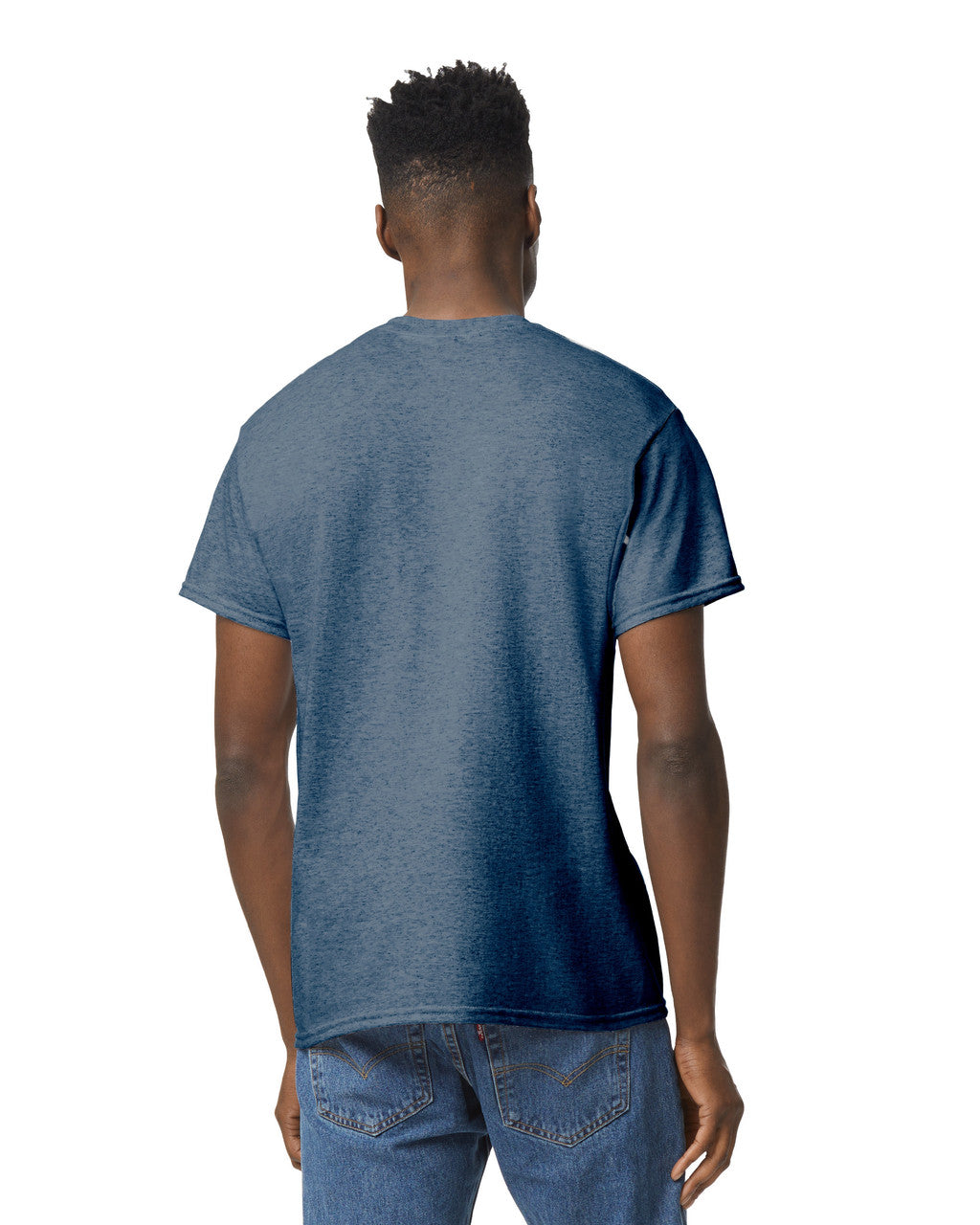 Gildan G800 DryBlend T-Shirt - Heather Dark Navy - model back
