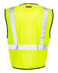 Kishigo 1537-1538 Unisex Double-Pocket Zippered Economy Class 2 Vest - Lime - back