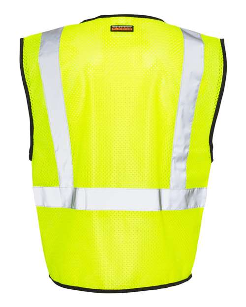 Kishigo 1537-1538 Unisex Double-Pocket Zippered Economy Class 2 Vest - Lime - back