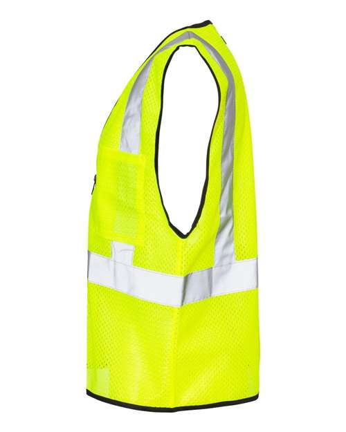 Kishigo 1537-1538 Unisex Double-Pocket Zippered Economy Class 2 Vest - Lime - side