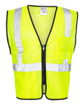 Kishigo 1537-1538 Unisex Double-Pocket Zippered Economy Class 2 Vest - Lime - front