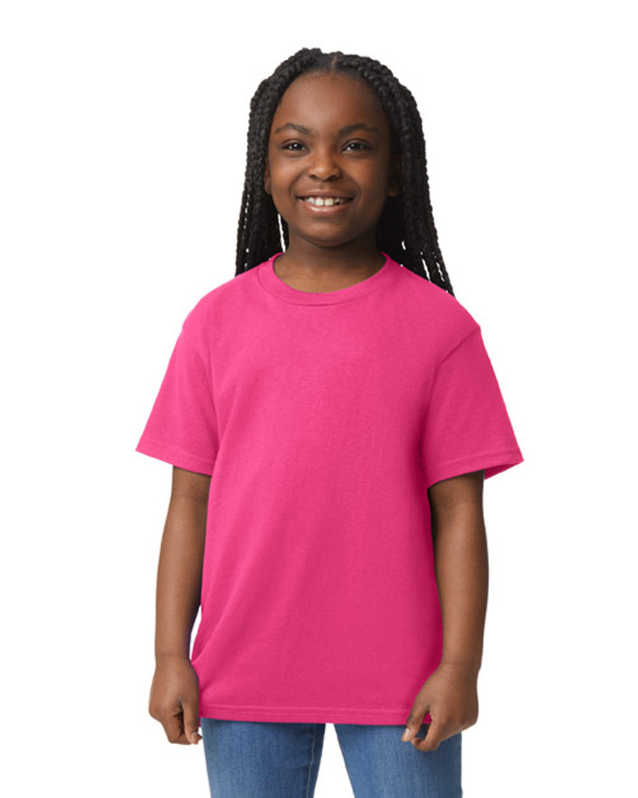 Gildan 8000B Youth DryBlend T-Shirt - Heliconia - model front