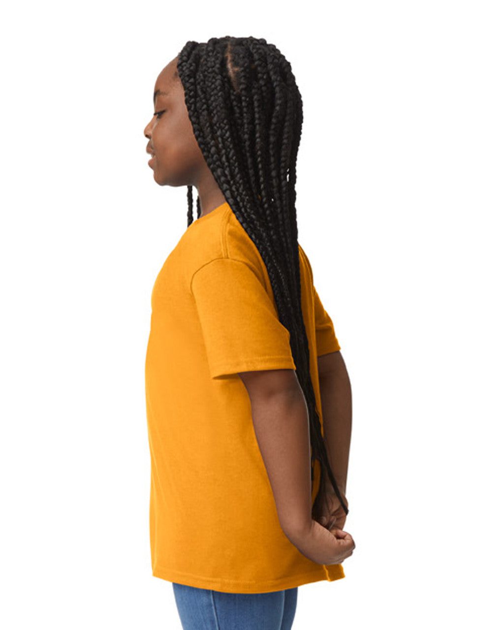 Gildan 8000B Youth DryBlend T-Shirt - Gold - model side