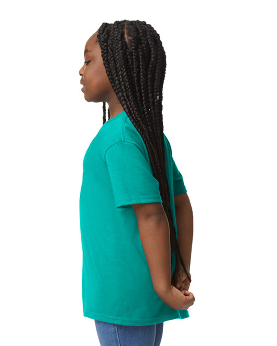 Gildan 8000B Youth DryBlend T-Shirt - Jade Dome - model side