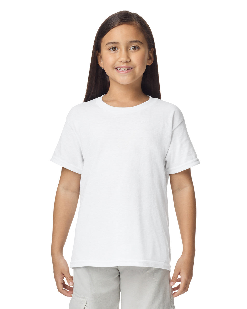 Gildan 8000B Youth DryBlend T-Shirt - White - model front