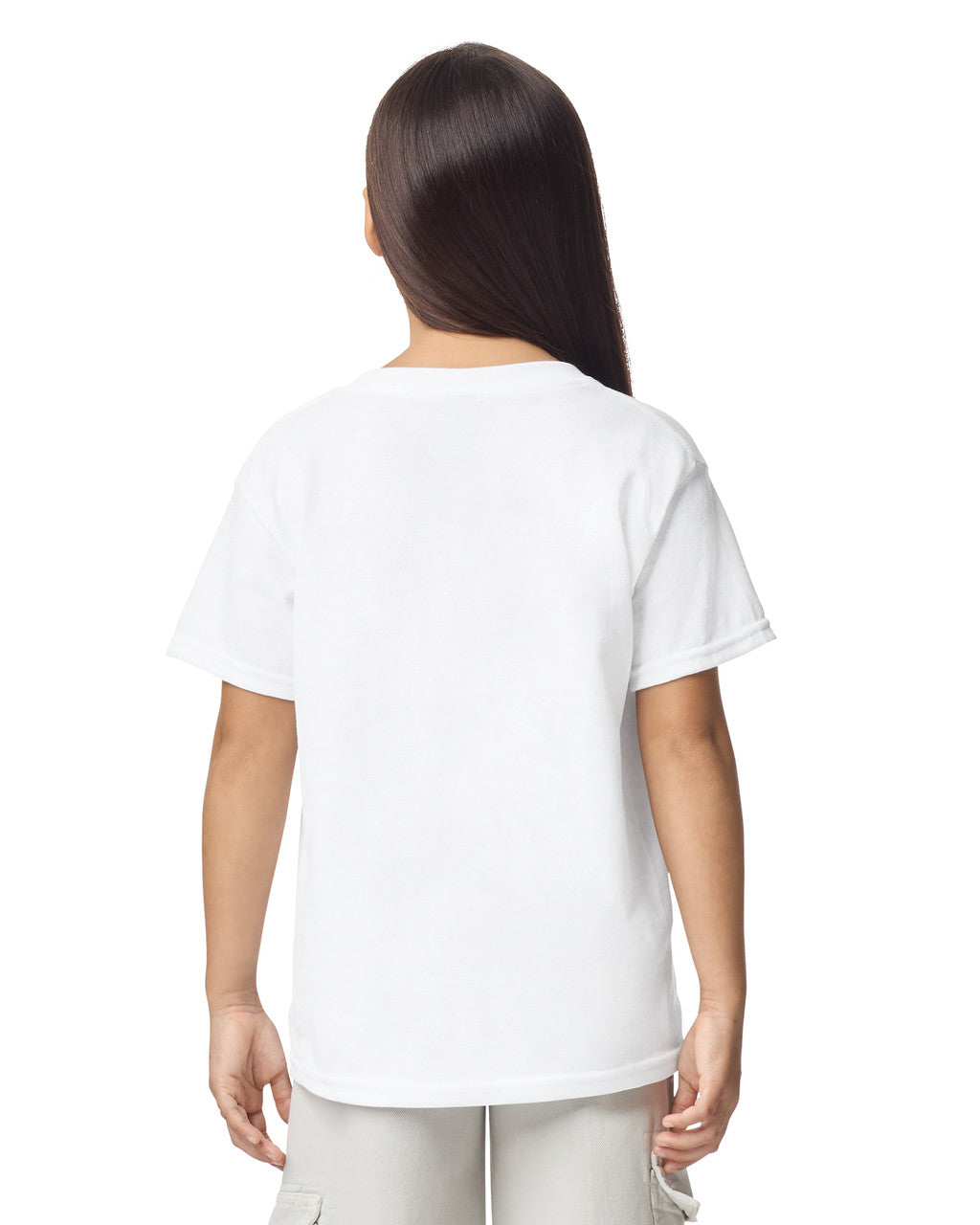 Gildan 8000B Youth DryBlend T-Shirt - White - model back