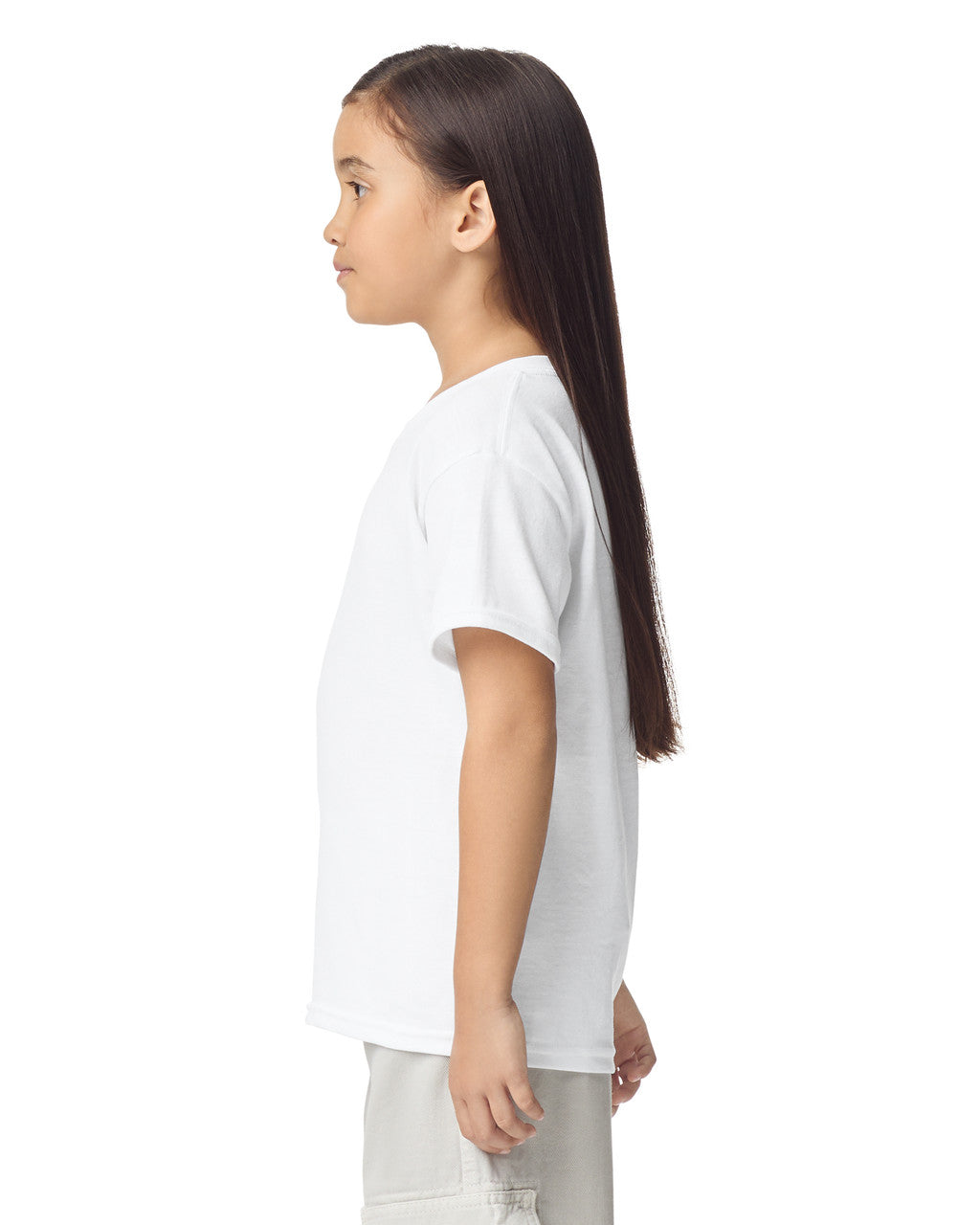 Gildan 8000B Youth DryBlend T-Shirt - White - model side