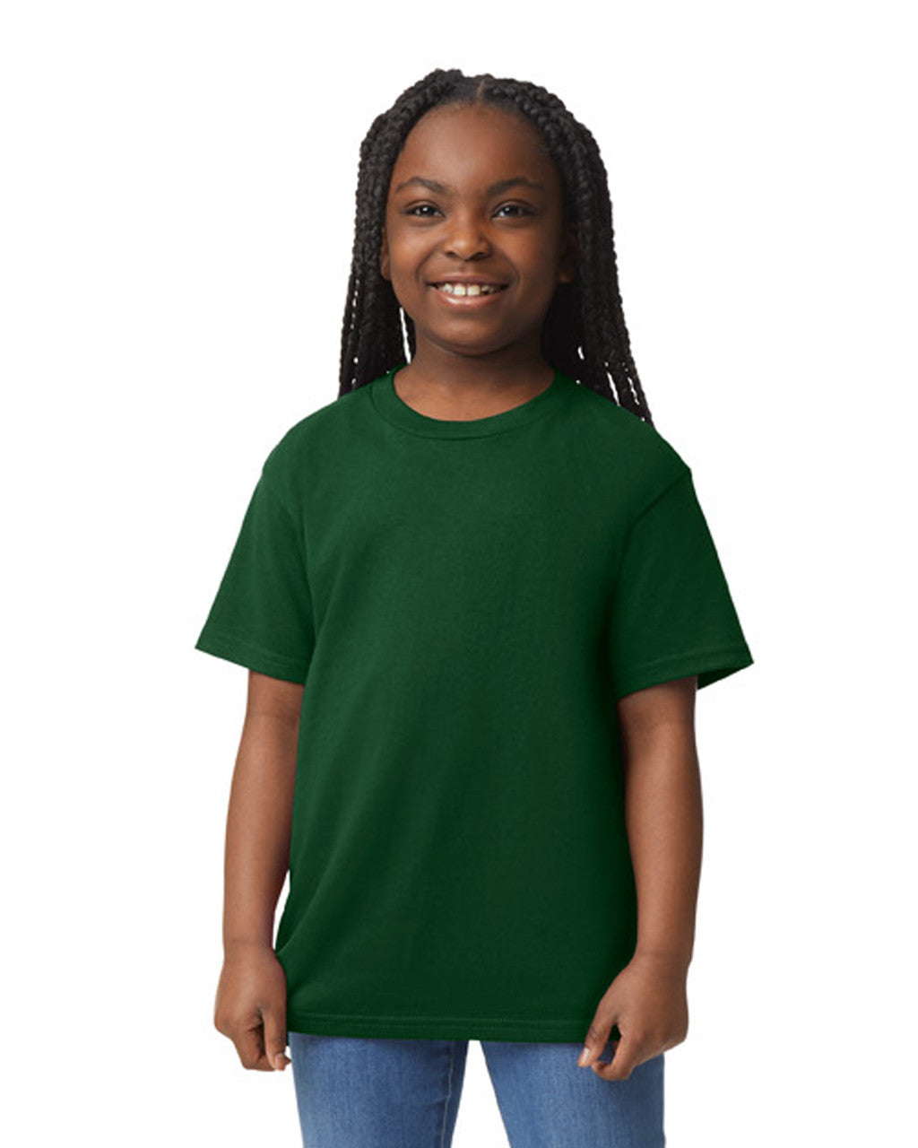 Gildan 8000B Youth DryBlend T-Shirt - Forest Green - model front