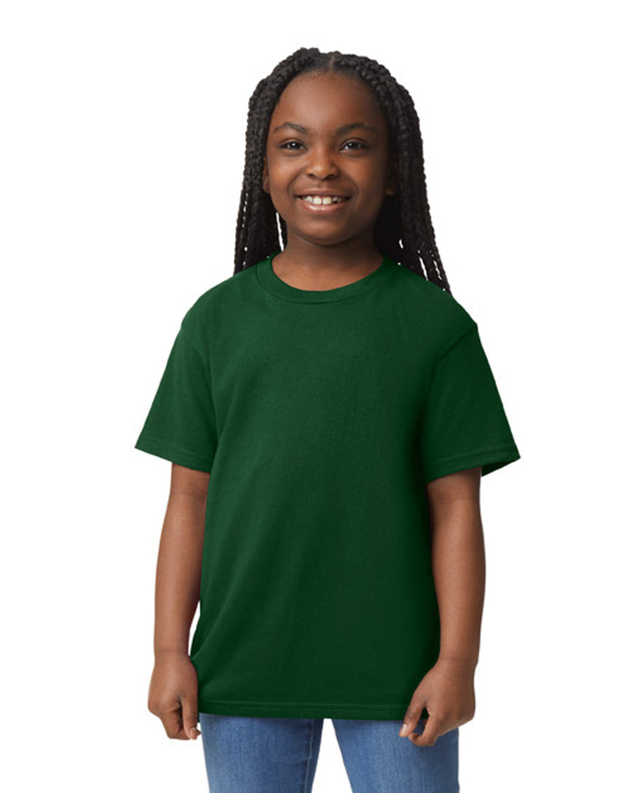 Gildan 8000B Youth DryBlend T-Shirt - Forest Green - model front