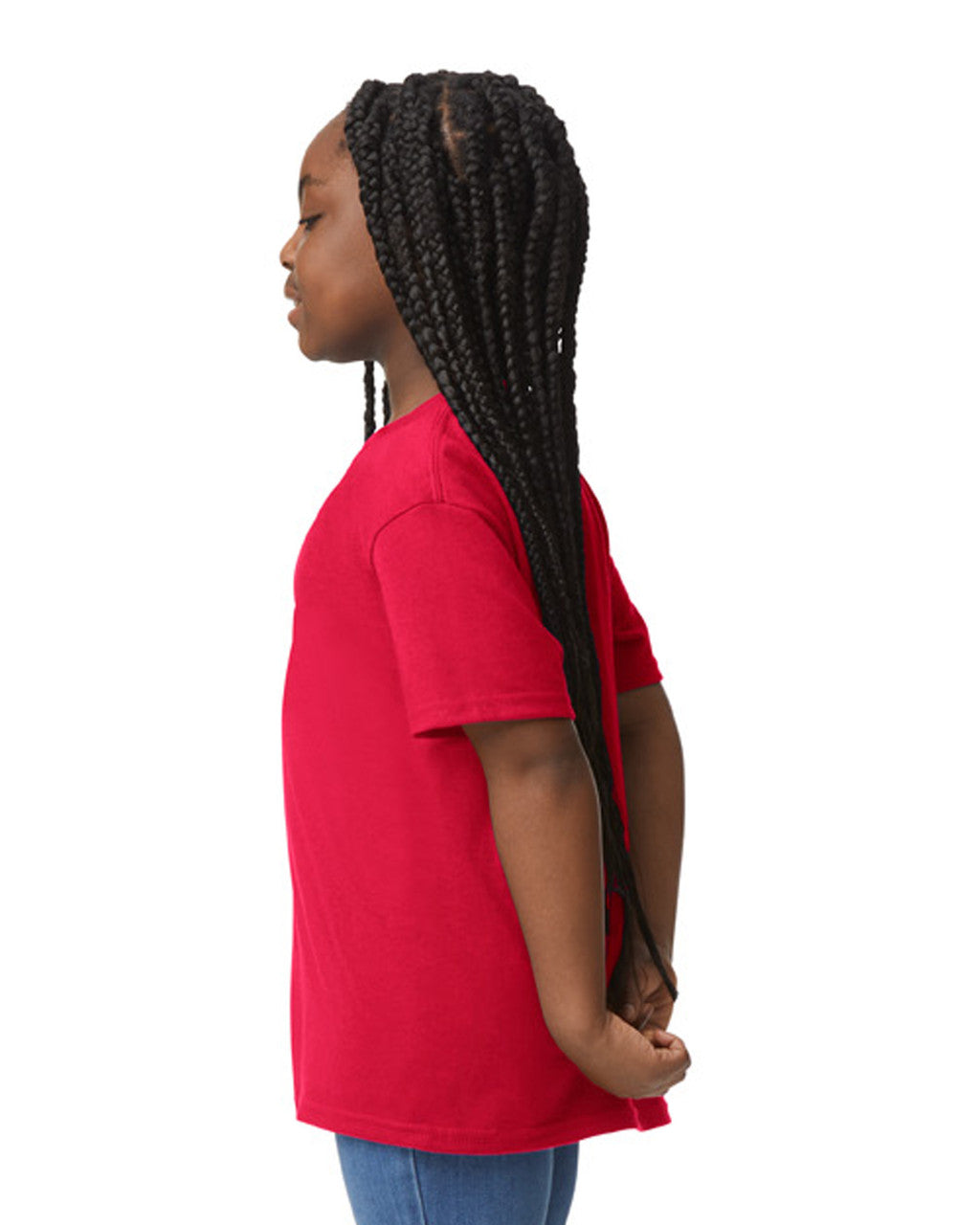 Gildan 8000B Youth DryBlend T-Shirt - Red - model side