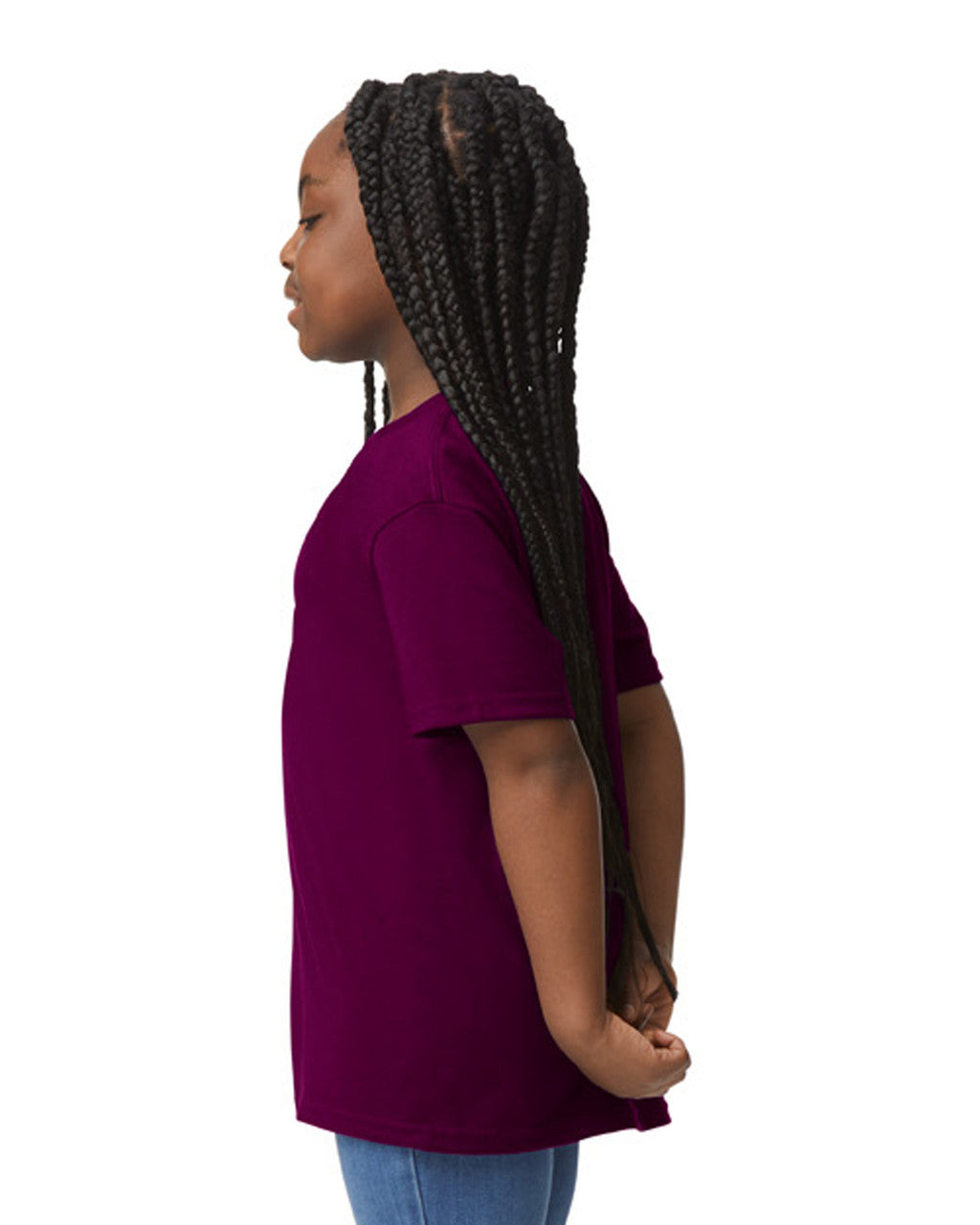 Gildan 8000B Youth DryBlend T-Shirt - Maroon - model side