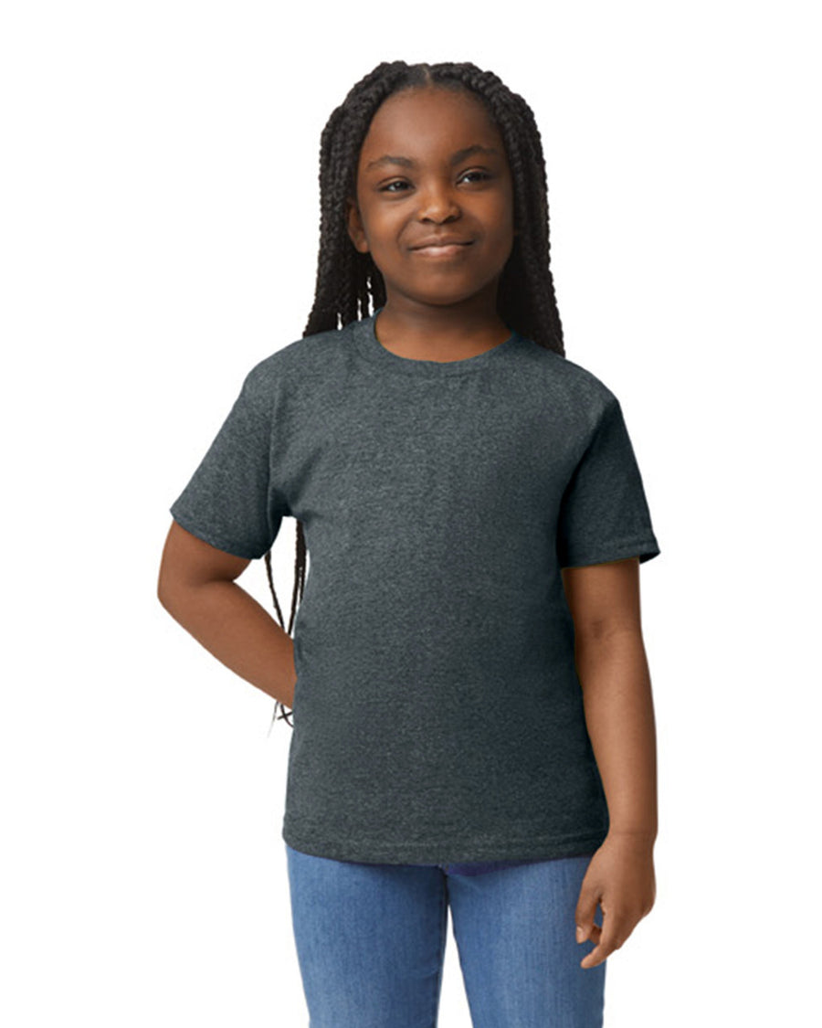 Gildan 8000B Youth DryBlend T-Shirt - Dark Heather - model front