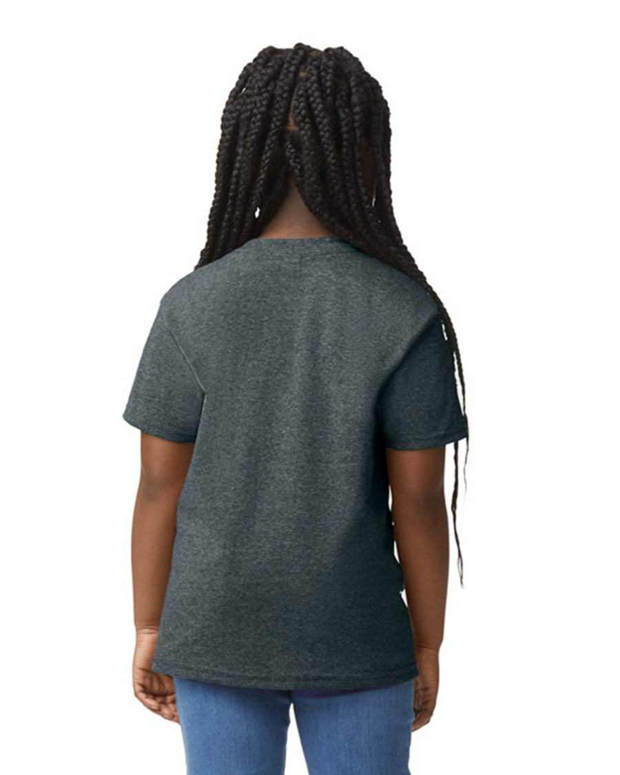 Gildan 8000B Youth DryBlend T-Shirt - Dark Heather - model back