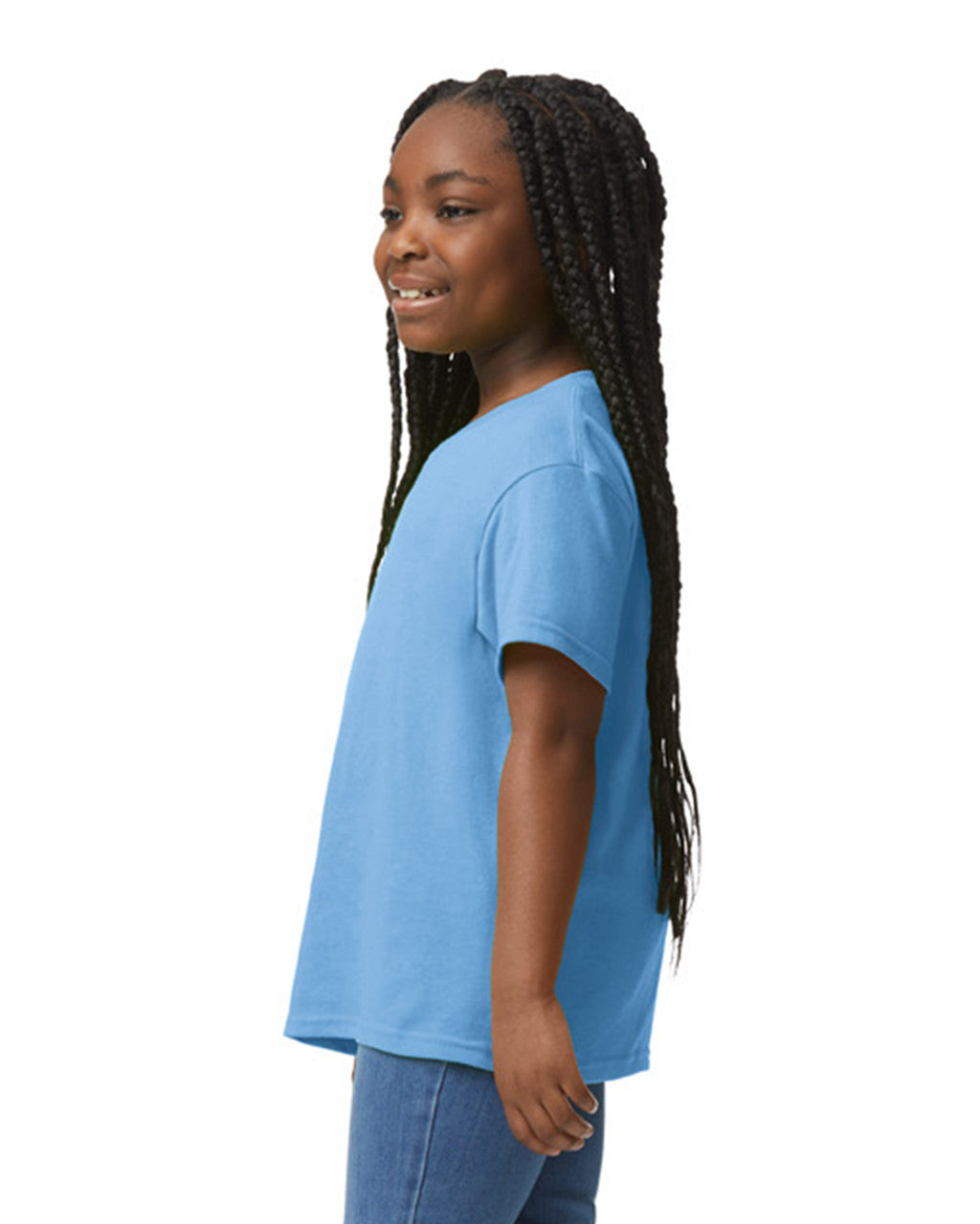 Gildan 8000B Youth DryBlend T-Shirt - Carolina Blue - model side