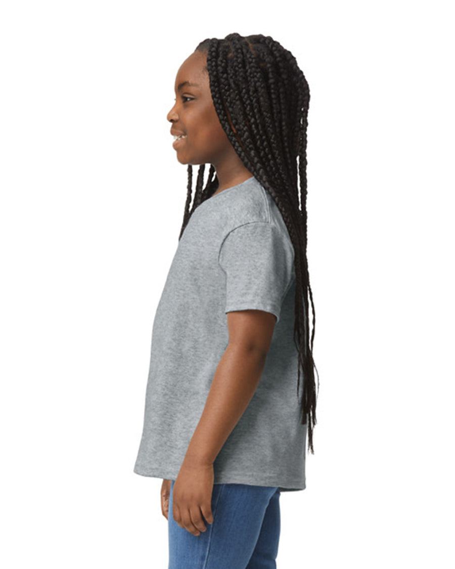 Gildan 8000B Youth DryBlend T-Shirt - Gravel - model side