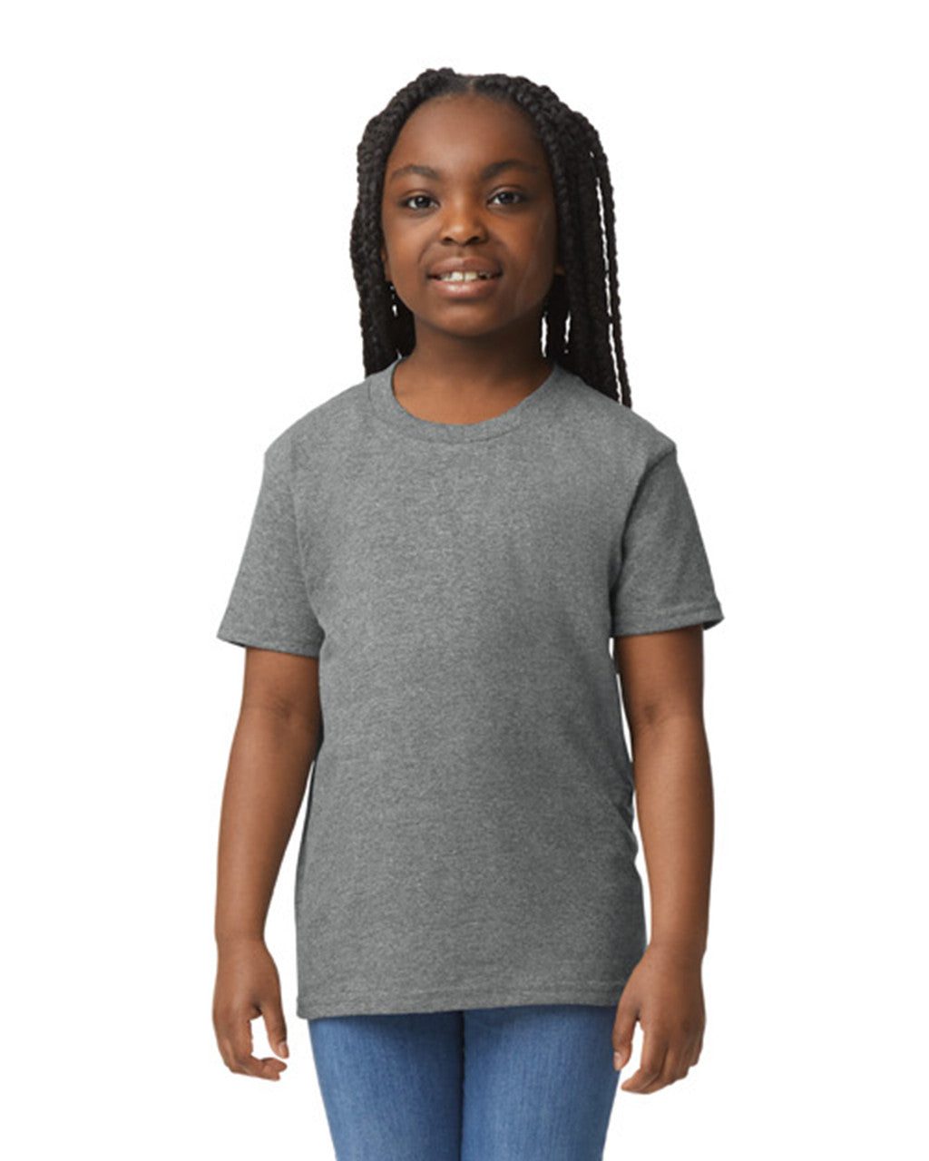 Gildan 8000B Youth DryBlend T-Shirt - Graphite Heather - model front