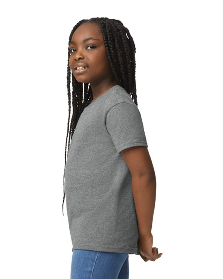 Gildan 8000B Youth DryBlend T-Shirt - Graphite Heather - model side