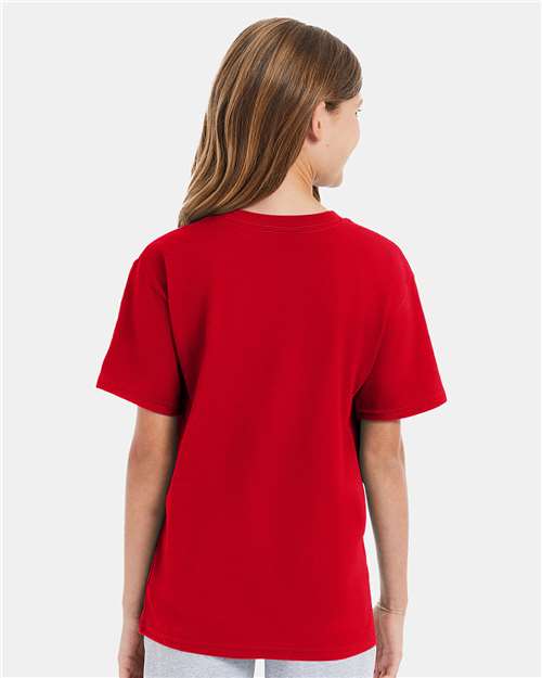 Hanes 498Y Youth Perfect-T T-Shirt - Athletic Red - model back