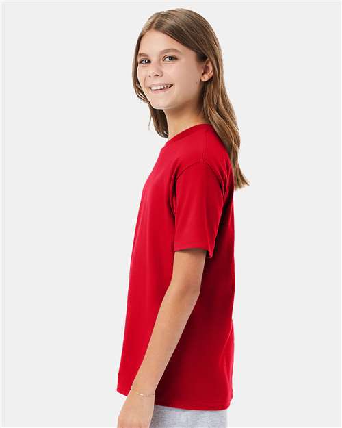 Hanes 498Y Youth Perfect-T T-Shirt - Athletic Red - model side