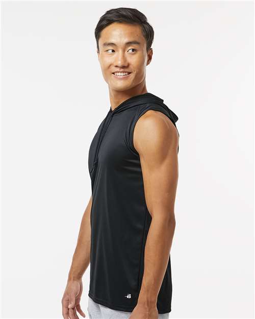 Badger 4108 Men's B-Core Sleeveless Hooded T-Shirt - Black - model side