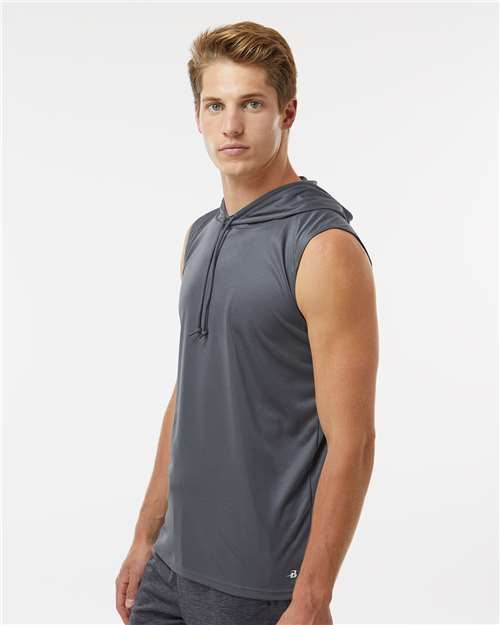 Badger 4108 Men's B-Core Sleeveless Hooded T-Shirt - Graphite - model side