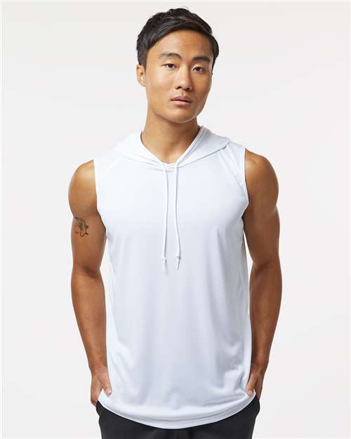 Badger 4108 Men's B-Core Sleeveless Hooded T-Shirt - White - model front
