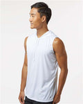 Badger 4108 Men's B-Core Sleeveless Hooded T-Shirt - White - model side